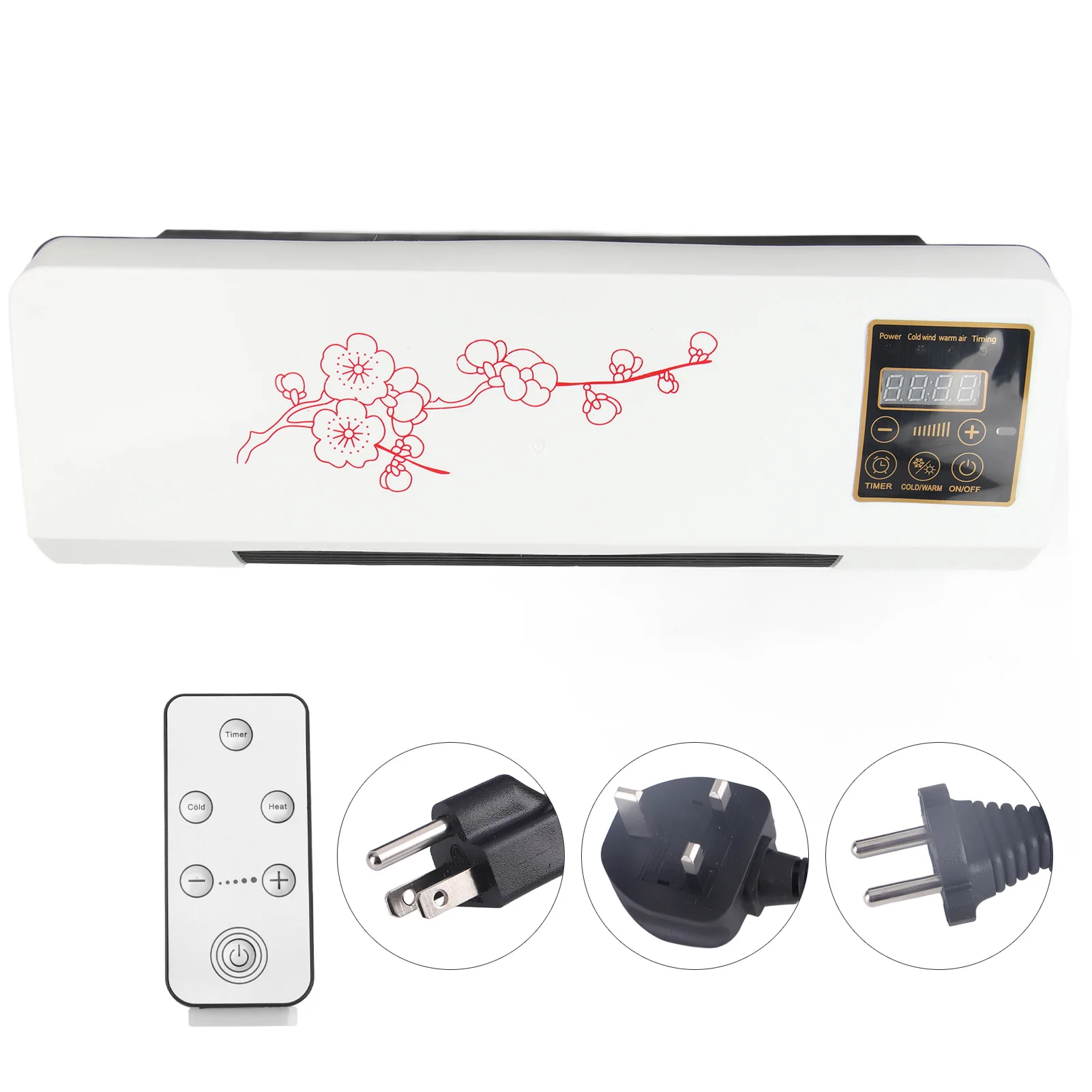 Lufterhitzer-Ventilator, elektrischer Klimaanlagenventilator, Wandmontage, einfache Temperatur, Timer, Heiz- und Kühlventilator, elektrischer Heizventilator Image