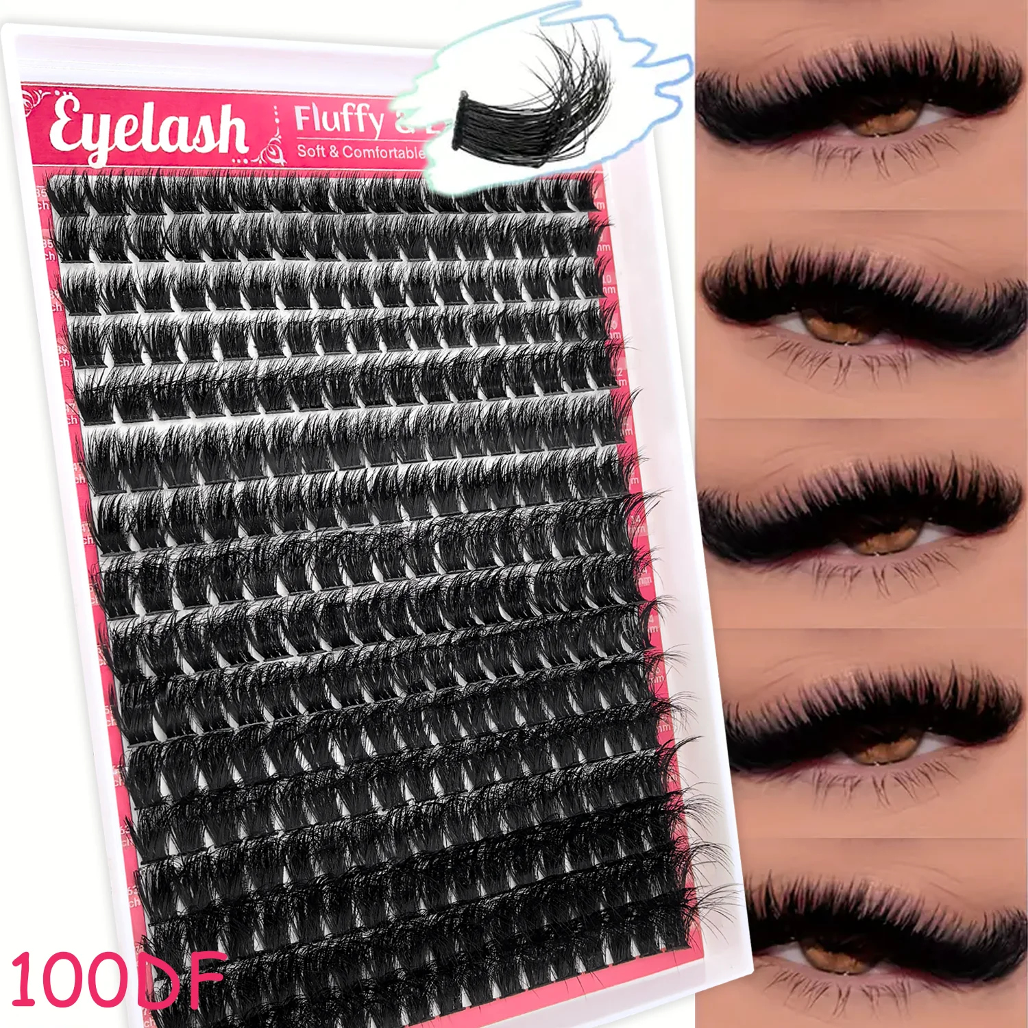 272 Cluster von 100D falschen Nerzwimpern D Curl natürliche Wimpernverlängerungen russischer Streifen einzelne Wimpern Make-up-Tool Image