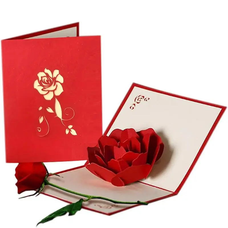 Pop-up-Valentinstag-3D-Grußkarte, Rosenkarte für Jubiläen, Muttertag, Hochzeiten, Frauen, Geschenke, Jugendliche mit Umschlag Image