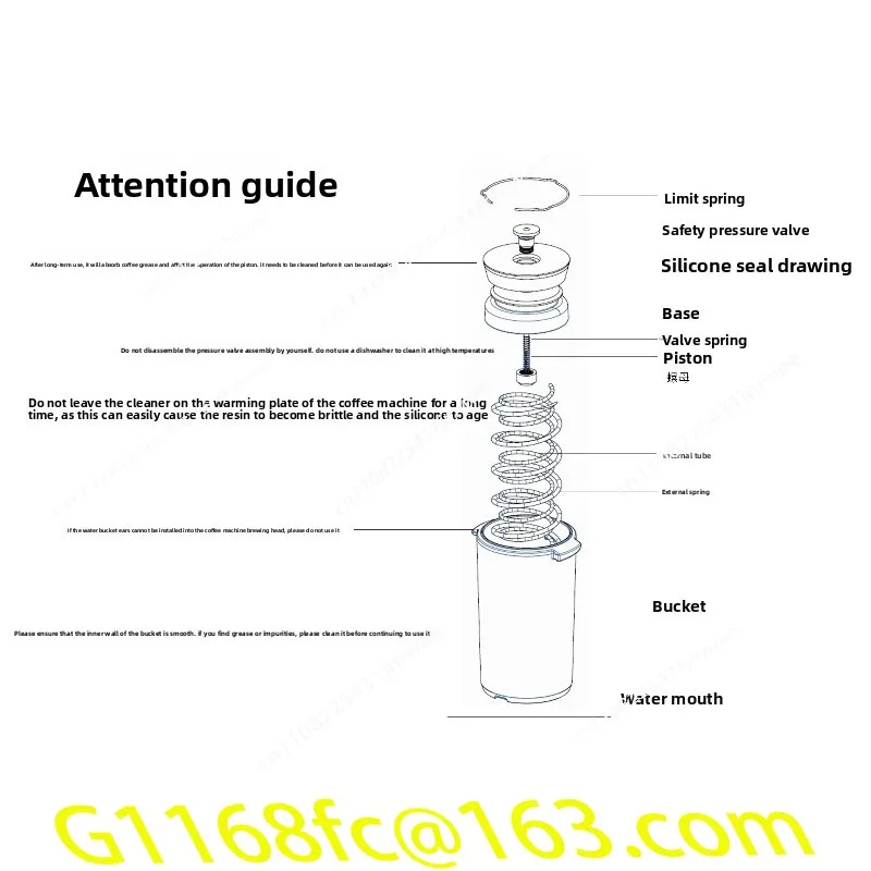 Hochwertige transparente halbautomatische Kaffeemaschine E61 Brühkopf Hot Mom Rückspülung Reinigungsartefakt Image