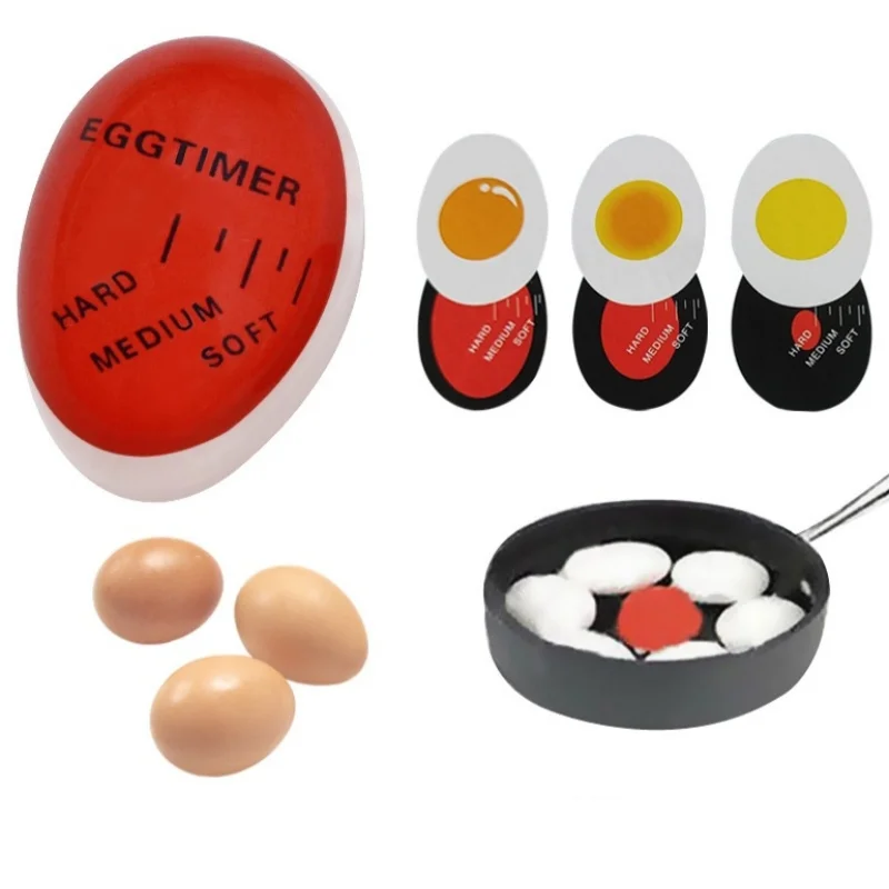 1/3 Stück Eieruhr, Küchenelektronik, Gadgets, Farbe, Eier, Kochen, Wechseln, lecker, weich, hart, gekocht, umweltfreundliches Harz, rote Werkzeuge Image