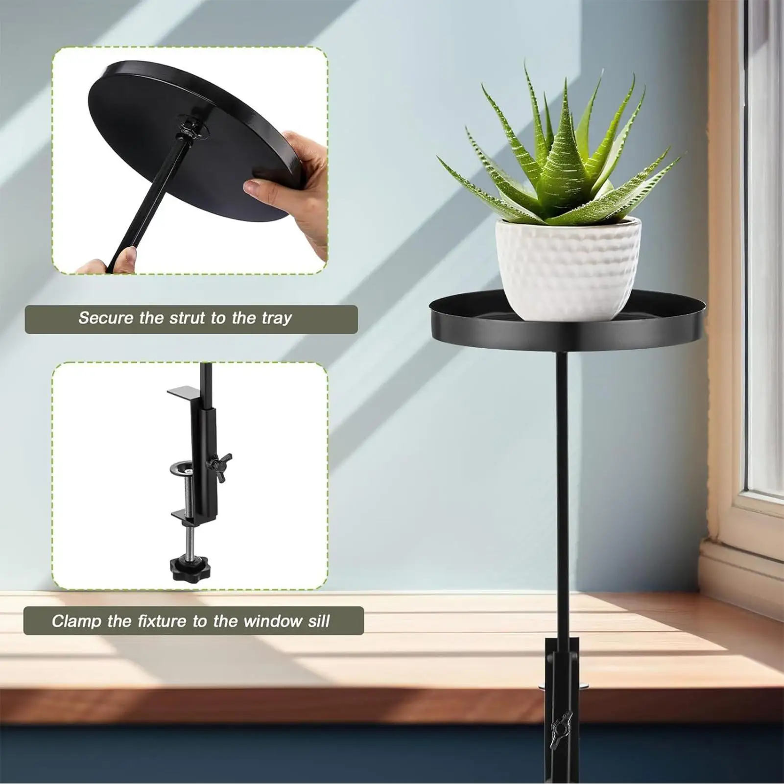 Fensterbank-Pflanzenregal, schwimmend, verstellbar, Metallhalter, Fenster-Pflanzenhalter, Wandregal für Vermehrung, Hydrokultur Image