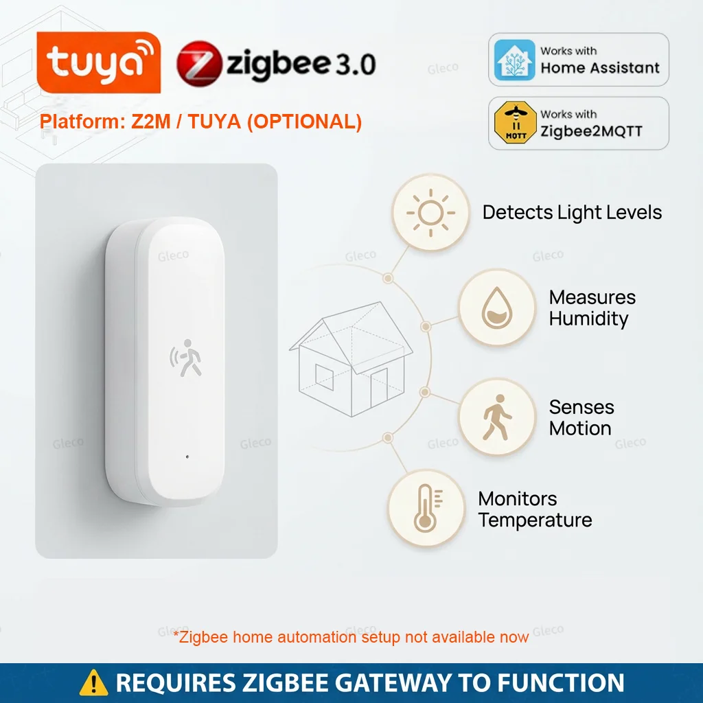 Zigbee Bewegungssensor 10G MmWave Radar Intelligenter Körperdetektor mit Beleuchtungs-, Temperatur- und Feuchtigkeitserkennung für TUYA Z2M Image