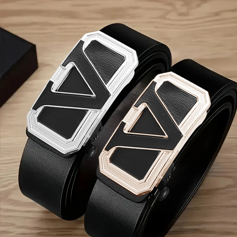 Stilvoller Herren-PU-Ledergürtel – modische Gürtel für den Alltag, Freizeit, Party, Festival, Arbeit und Business, automatische Schnalle Image