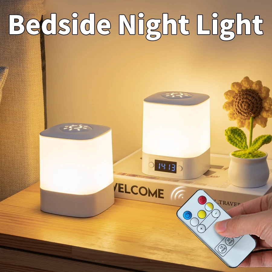 USB wiederaufladbare LED Nachtlicht mit Uhr Timing Touch dimmbare Tischlampe Baby Kindergarten Nachttischlampen Lesebuch Schreibtischlampe