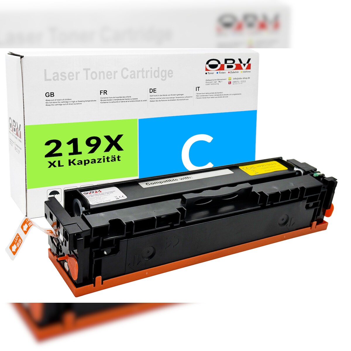 OBV Toner Cyan XL kompatibel zu Color LaserJet Pro 3202 dn - Ersetzt 219X W2191X - 2500 Seiten Image