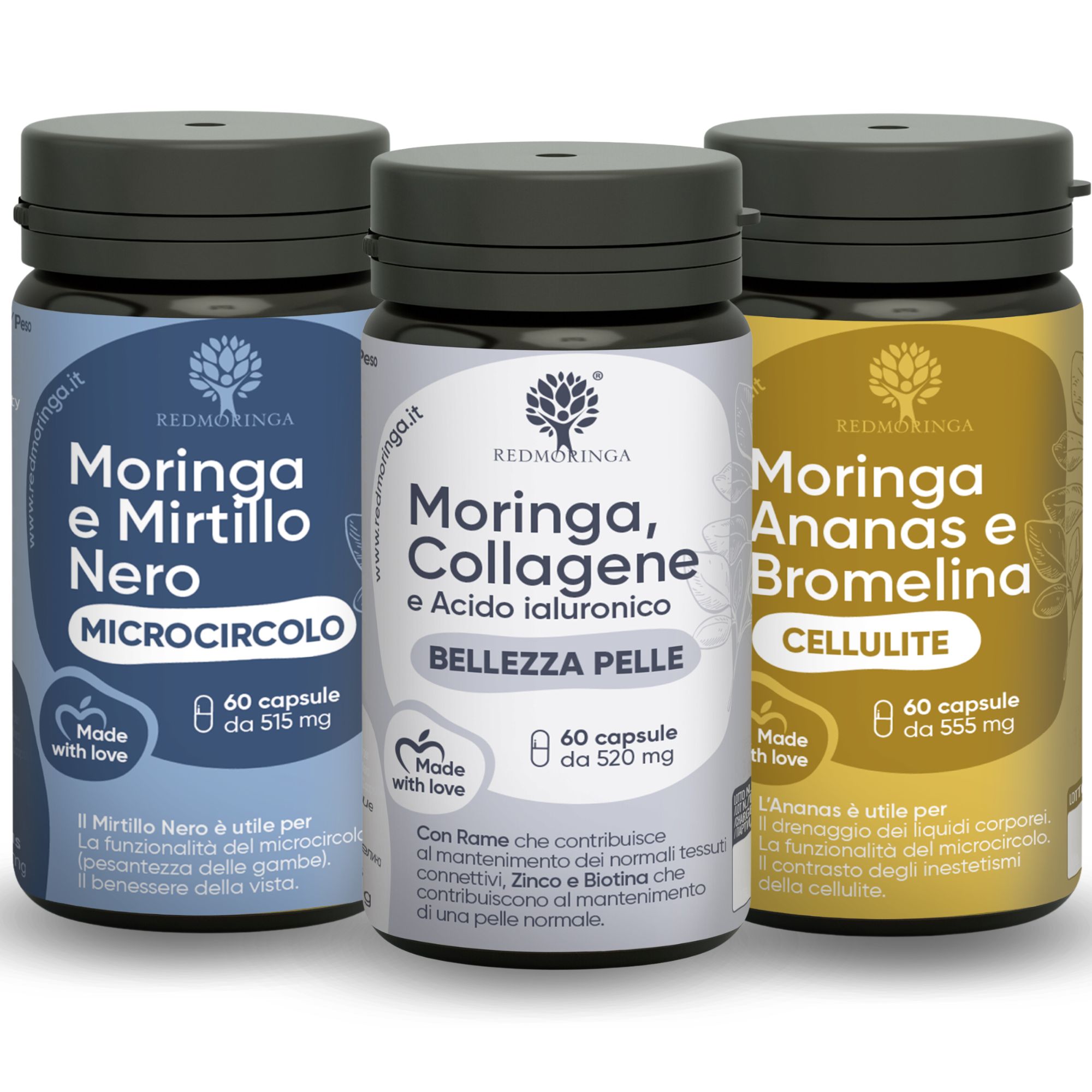 RedMoringa GAMBE PERFETTE 180 Capsule - Integratori Cellulite, Microci
