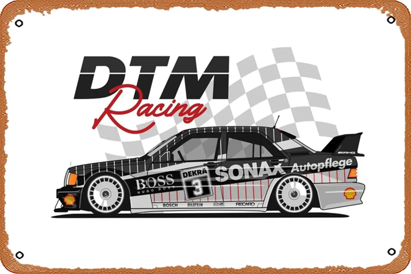 muecddoa e190 2.5 DTM Racing Poster Metallblechschild; Vintage Retro Man Cave Wanddekoration. Image