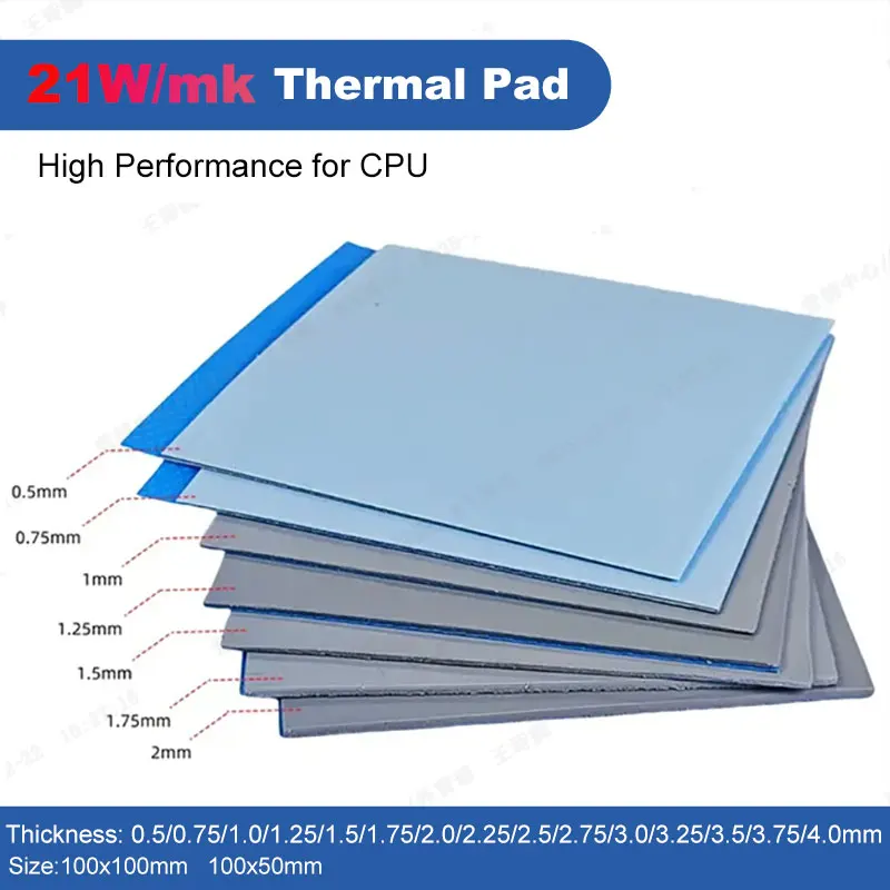 Weiches 21 W/mk Thermal Pad für CPU GPU Kühlkörper Kühlung Leitfähiges Silikon Pad Hochleistungs-Thermal-Silikon-Pad für PS4 SSDs Image