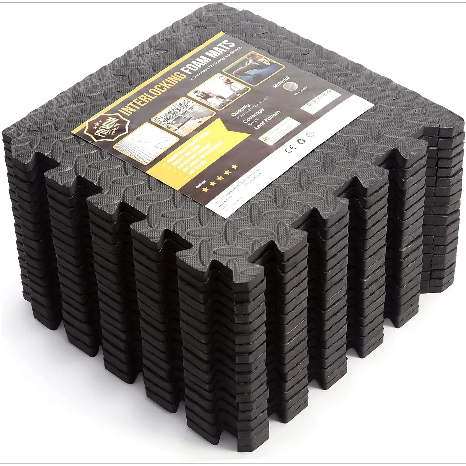 16-Piece EVA Foam Interlocking Fitness Mat Anti-Slip and Shock-Absorbing Exercise Mat Portable Yoga Mat Fitness Essential