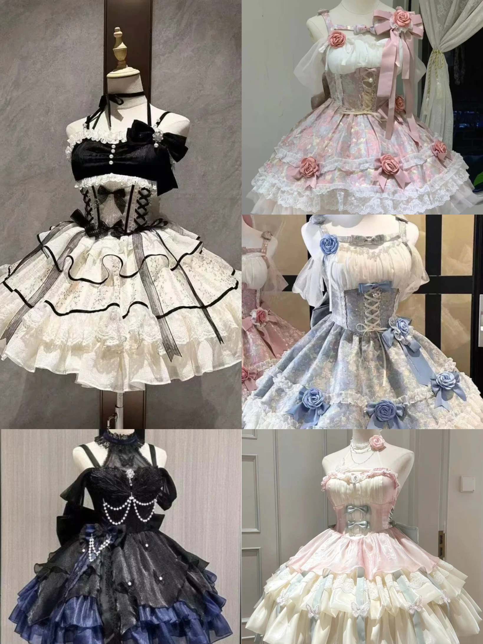 Süße Lolita Frauen Y2k Japanische Kawaii Off Schulter Schlinge Spitze Harajuku Abend Party Kleid Vintage Chic Casual Weibliche Outfits