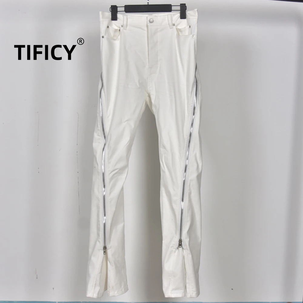 High Street Denim Hosen Neue männer Dark RO Hohe Version Doppel Linie Zipper Horn Baumwolle Cowboy Casual Lange Hosen Männer kleidung Image