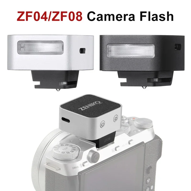 ZENIKO ZF04 ZF08 Mini Retro Flash Universal Blitzschuh Kamera Blitzlicht für Fuji XT5 X100 XM5 Sony ZVE10 A7M4 Nikon Z30 Canon R8 Image