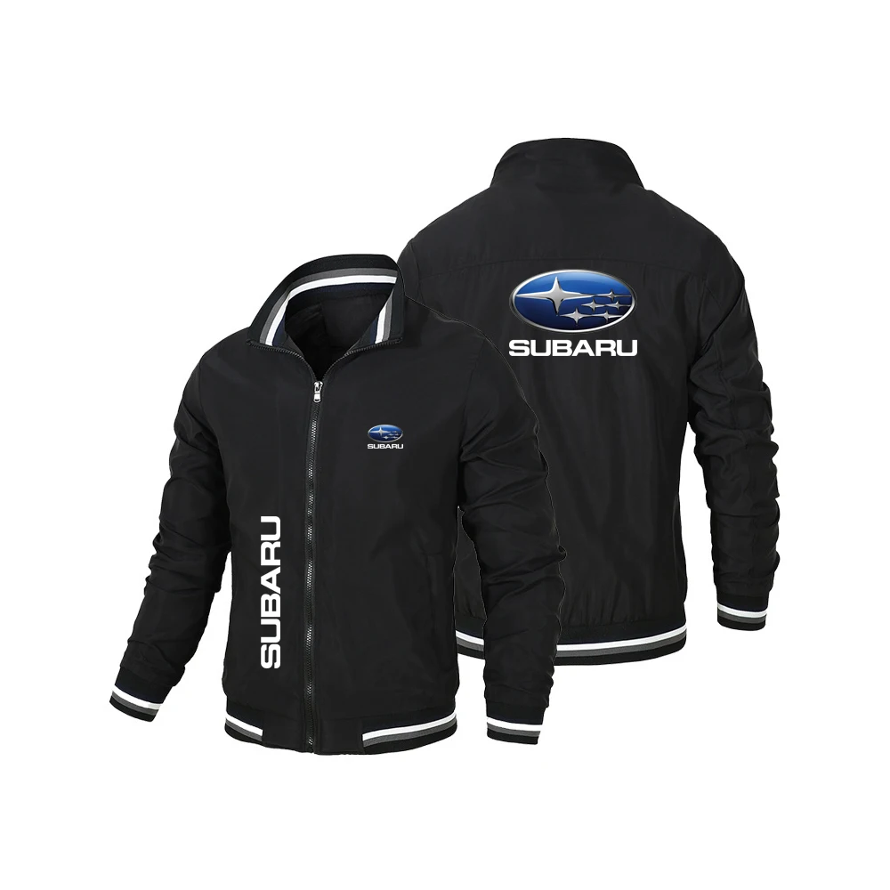 Giacca Primaverile e Autunnale di Alta Qualità con Colletto, Giacca Casual Sportiva da Uomo, Giacca da Baseball, Giacca da Pilota SUBARU Stampata, Giacca da Moto alla Moda