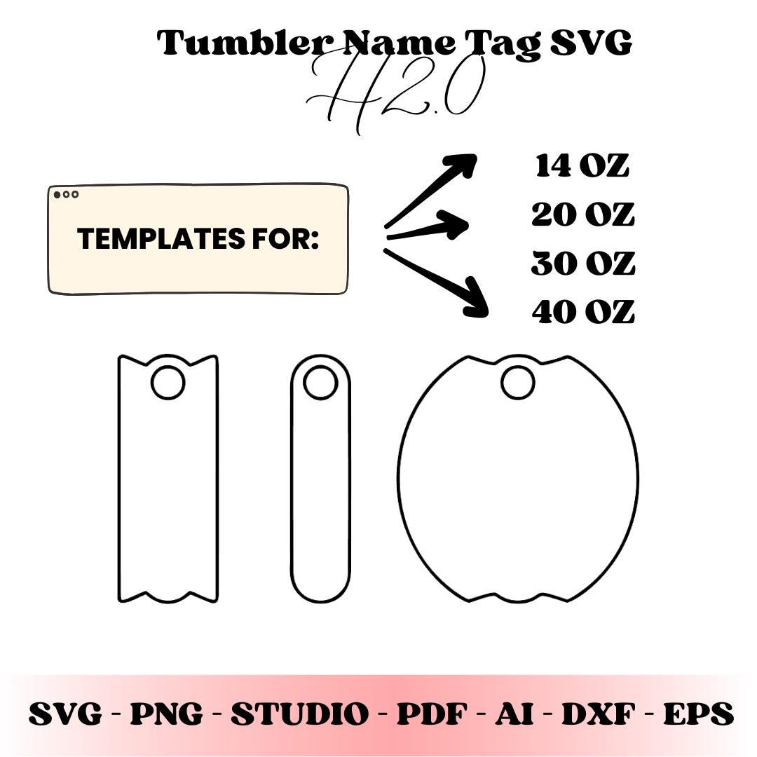 Etichetta con nome per bicchiere in formato SVG - Versione H2.0 - Targhetta con nome per coperchio di tazza Stanley da 14 oz, 20 oz, 30 oz, 40 oz - Fi