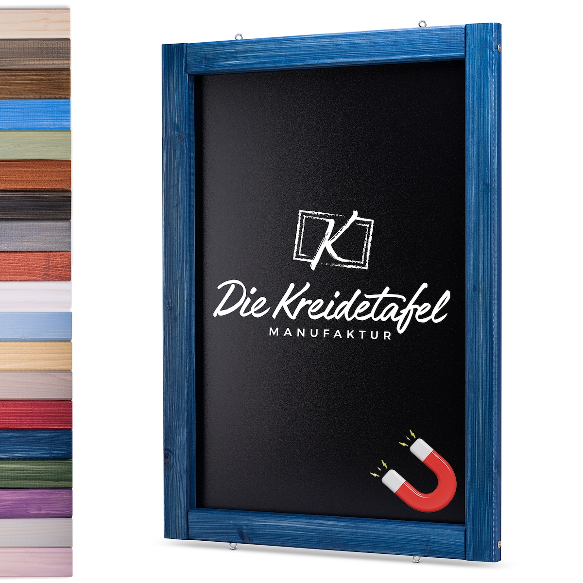 Die Kreidetafel Manufaktur Magnetische Kreidetafel - Magnettafel mit Holzrahmen / Maritimes Blau 50x100cm Image