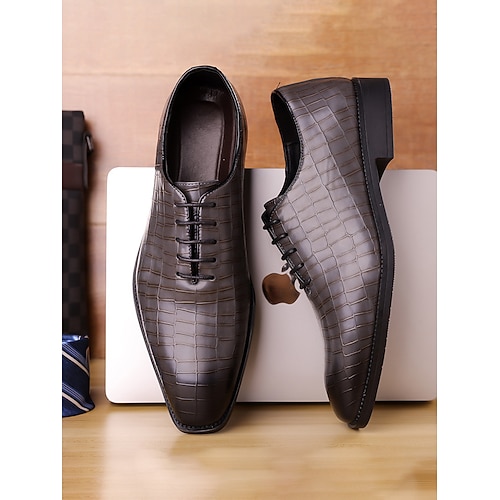 Braune Herren-Oxfordschuhe aus Kunstleder – klassischer Stil für formelle Hochzeiten, Geschäftsveranstaltungen und besondere Anlässe Image