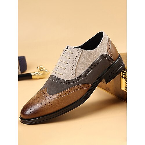 Herren-Brogue-Oxfords in Hellbraun – stilvolles Schuhwerk für Hochzeiten, formelle Anlässe und Geschäftstreffen Image