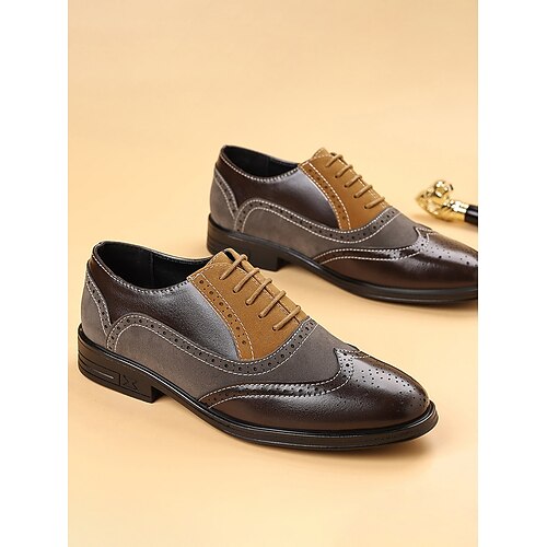 Herren-Brogue-Oxfords in Hellbraun – stilvolles Schuhwerk für Hochzeiten, formelle Anlässe und Geschäftstreffen Image