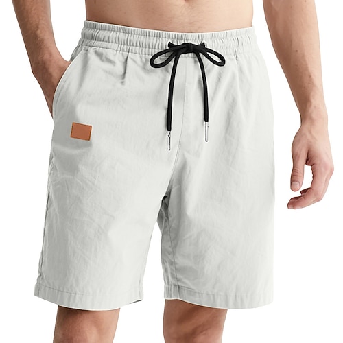 Herren Shorts Chino-Shorts Sommershorts Strandshorts Freizeitshorts Kordelzug Elastischer Bund Einfach Komfort Knielang Täglich Outdoor Streetwear Mode Klassicher Stil Blau Schwarz Mikroelastisch Image