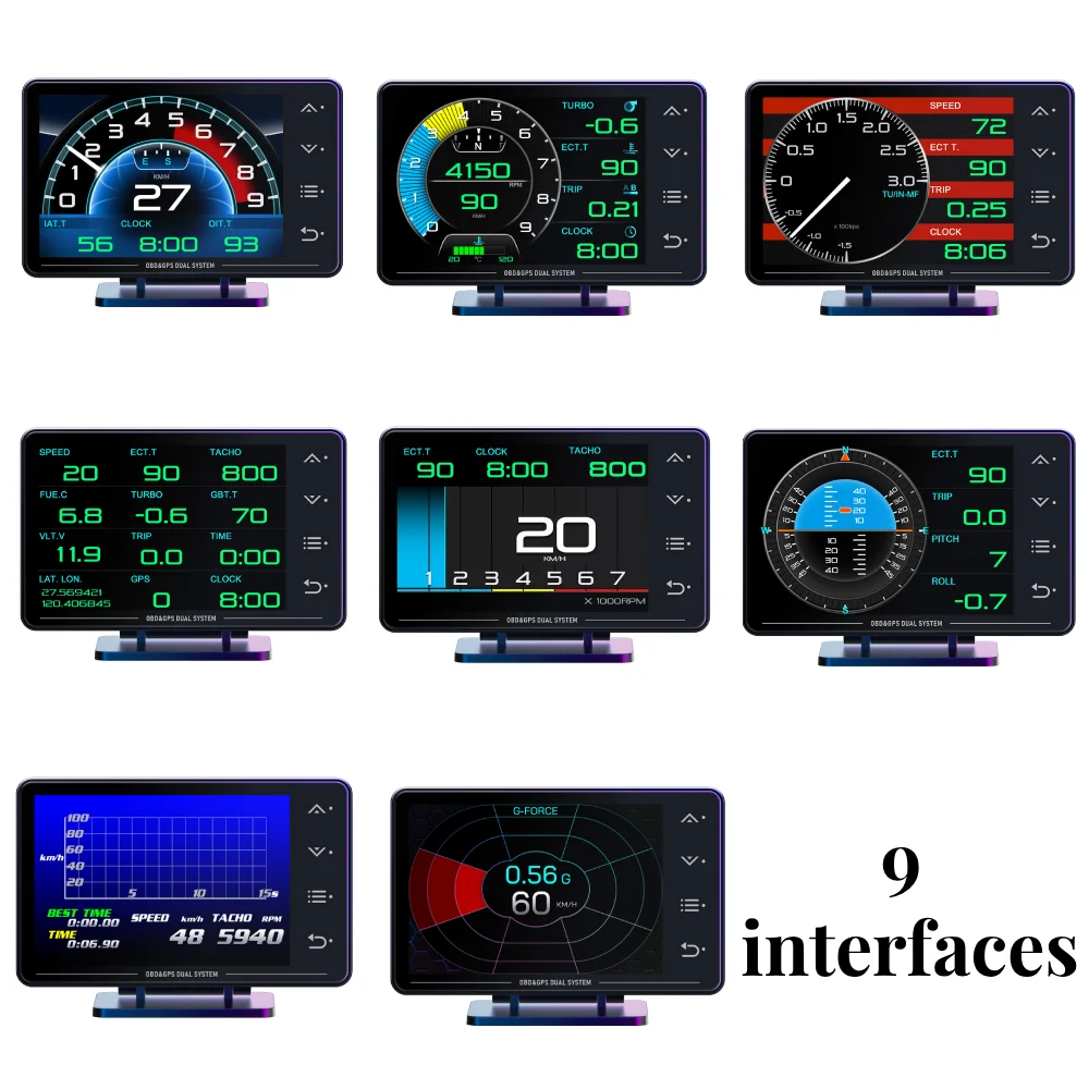 XS OBD2 GPS HUD Head Display 3,5" LED-Bildschirm Tachometer Touch Button Alarmfunktionen Typ-C-Verbindung Image