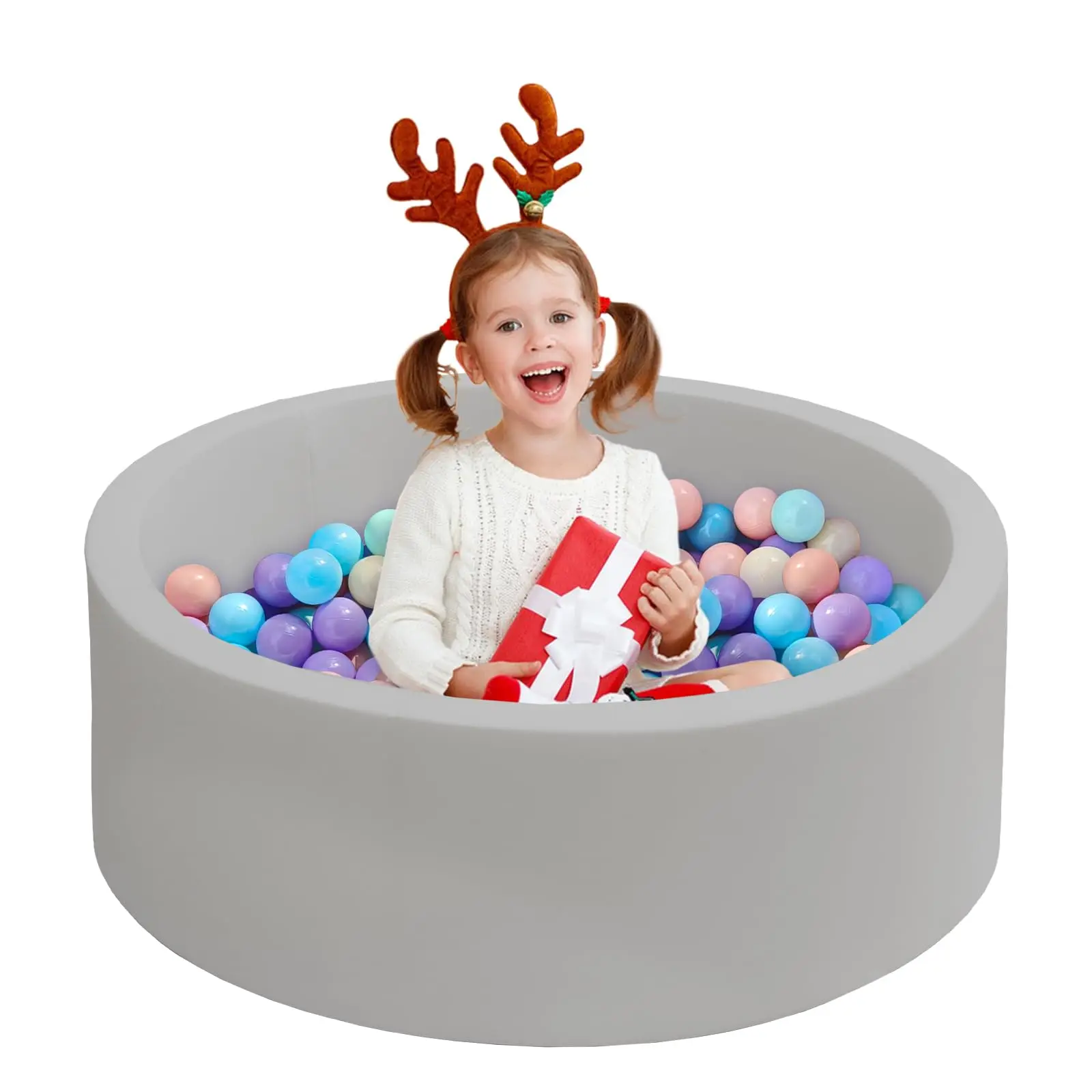 Schaumstoff-Bällebad, 91,4 x 30,5 cm, für drinnen und draußen, weicher runder Ballpool, Laufstall, ideales Geschenkspielzeug für Babys, Kinder, Kleinkinder, Kinder (kein Ball) Image
