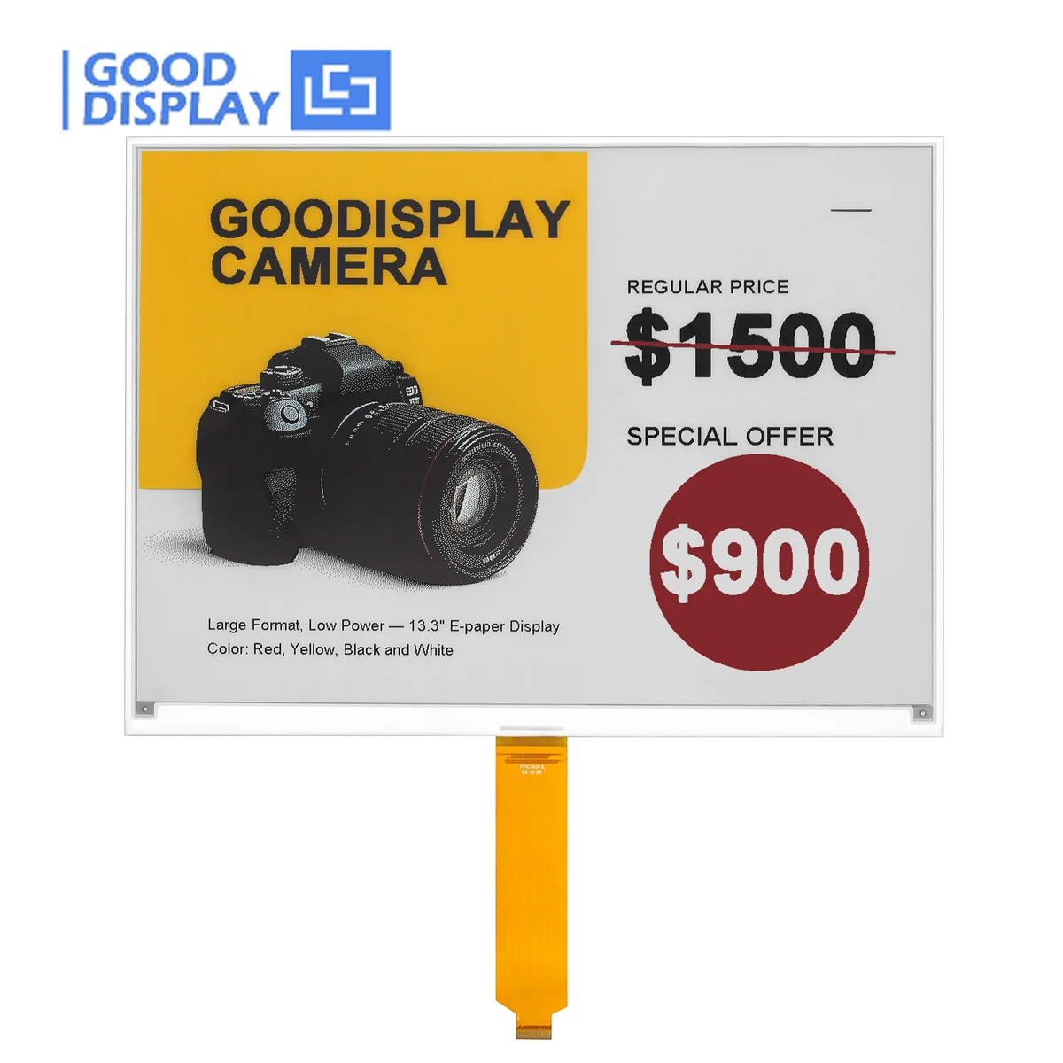 Großes 4-Farben E-Paper Display 13,3-Zoll 960x680 Pixel SPI Schwarz Weiß Gelb Rot E-Ink Bildschirm GDEY133F91 Image