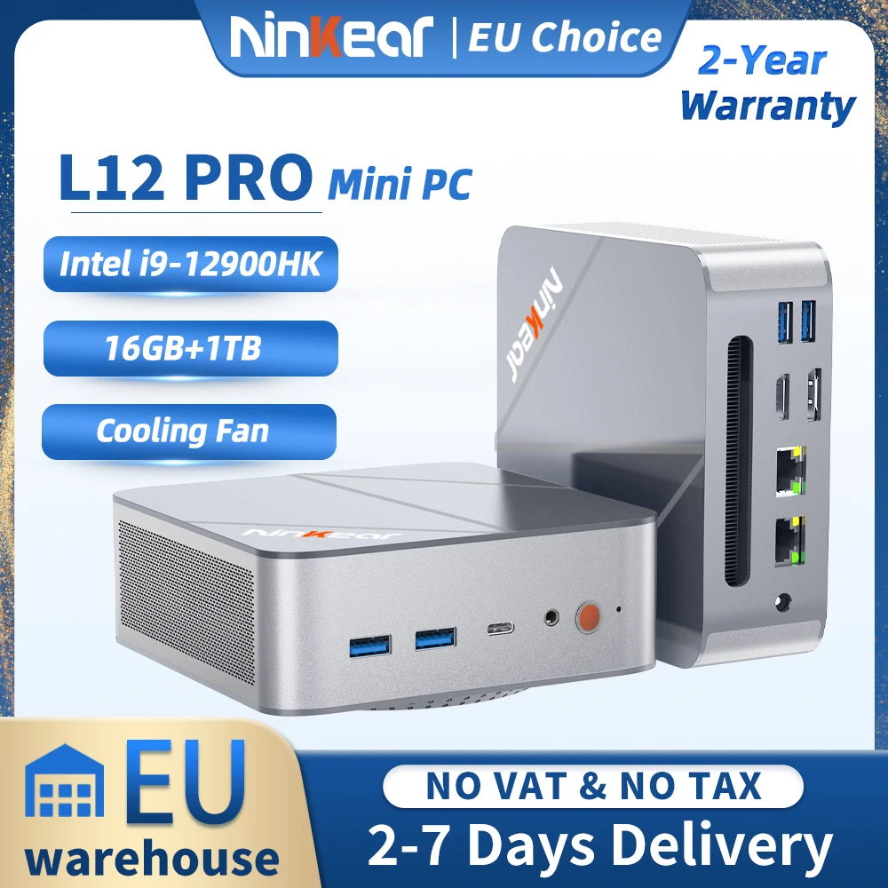 Ninkear Mini-PC L12 Pro Intel i9-12900HK Windows 10/11 OS 16 GB DDR4 1 TB SSD WiFi 6 BT5.2 Tri-Display-PC Desktop-Gaming-Computer