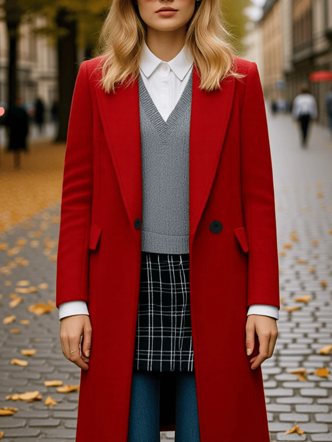 Damen-Wollmantel mit einem Knopf für Herbst und Winter, verdickter hochwertiger Wollstoff für Wärme und einfacher Wollmantel für den täglichen Gebrauch Image