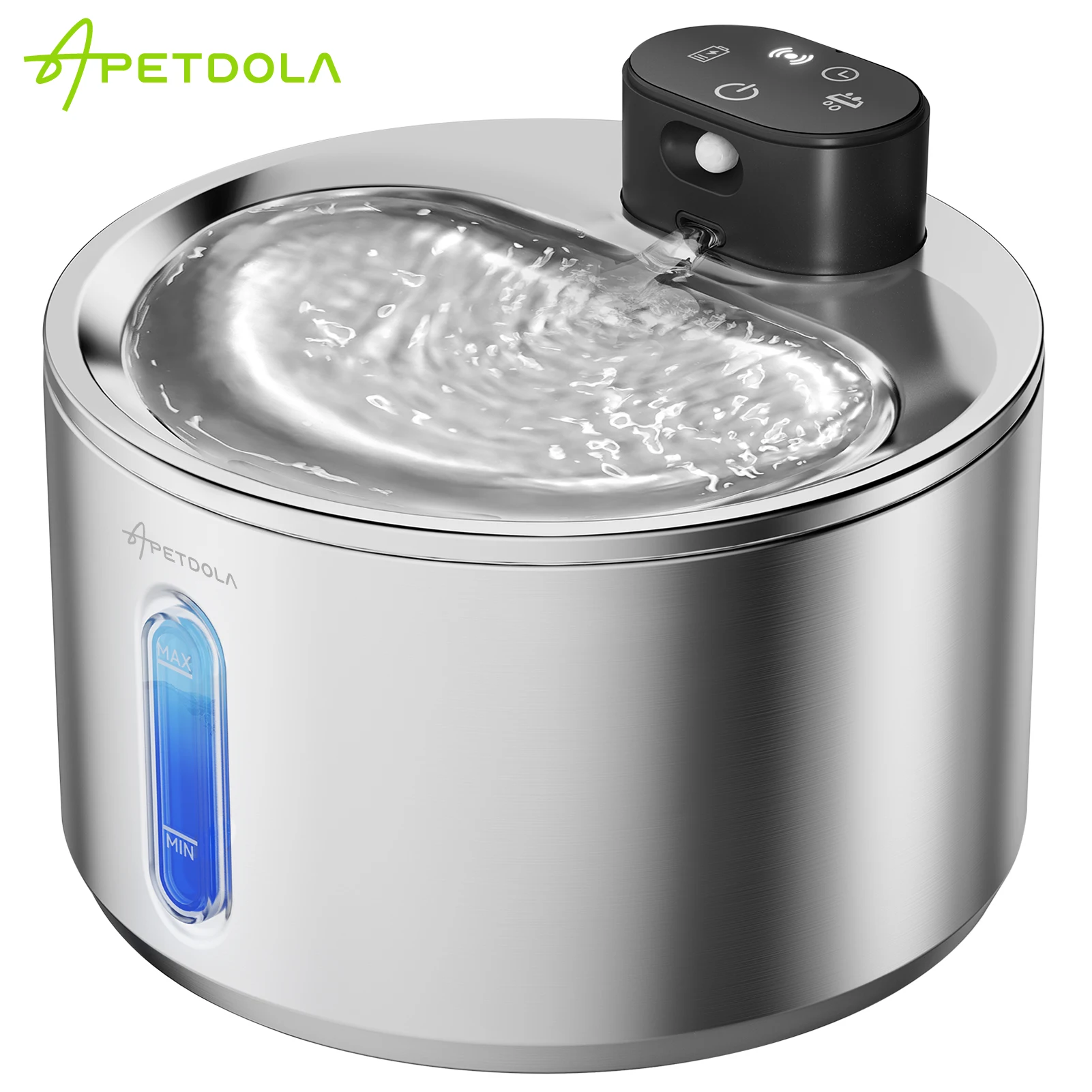 Kabelloser Katzen-Wasserbrunnen, kabellos, 4 l, Edelstahl, Haustier-Wasserspender, 5000 mAh, batteriebetrieben, für Katzen und Hunde im Innenbereich