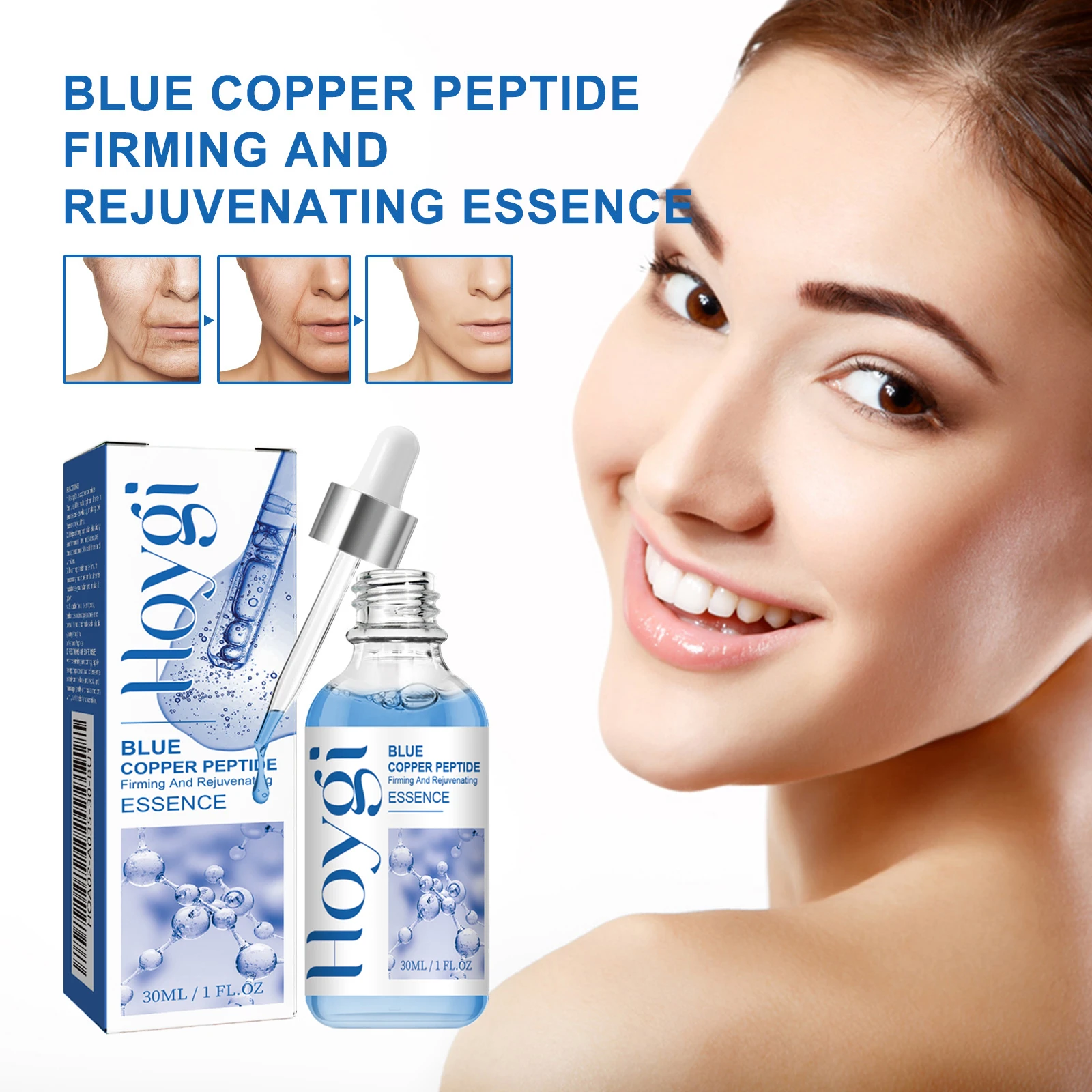 Anti-Falten- und Anti-Aging-Serum aus blauem Kupferpeptid, Lifting, straffend, feuchtigkeitsspendend, aufhellend, Hautton reduziert feine Linien Image