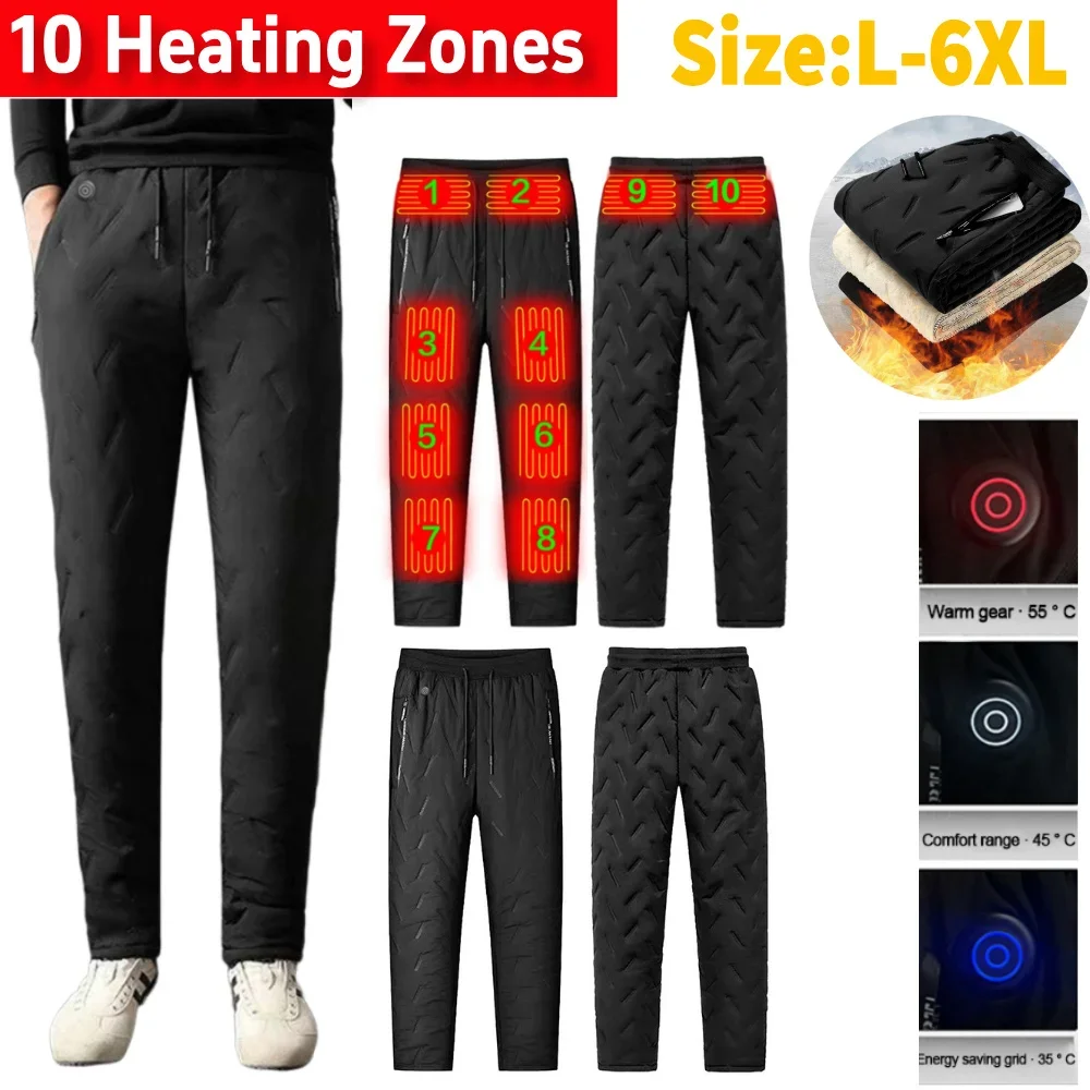 10-Zonen-Heizung, beheizte Unisex-Heizhose, USB-beheizte Lammwollhose, 3 Temperaturmodi, wasserdichte Winter-Thermohose Image