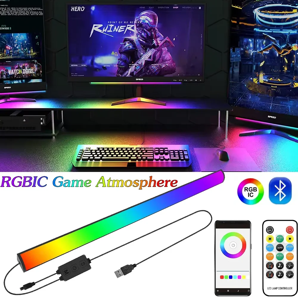 USB5V Smart RGB LED Unter Monitor Licht Bar 30CM RGBIC Spiel Atmosphäre Erstellen Musik Rhythmus Pick Up Bluetooth APP Fernbedienung Image