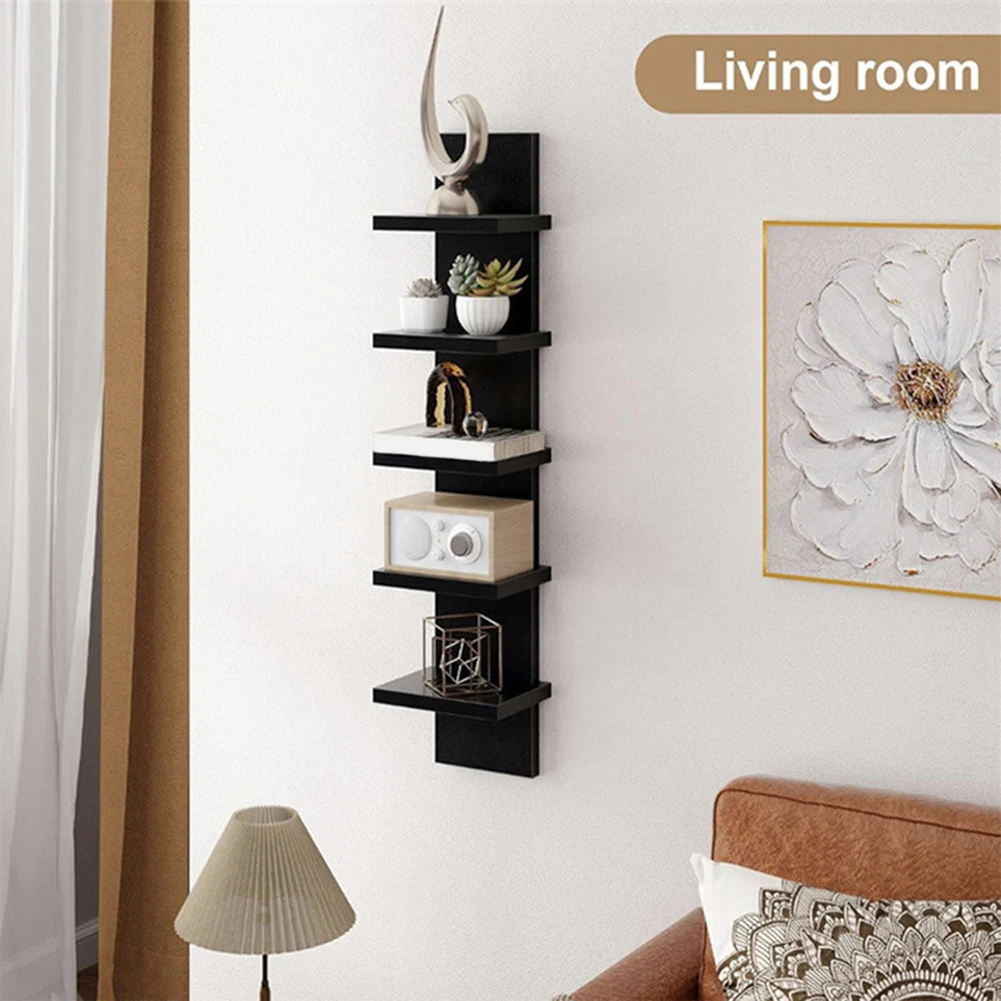 5-stufiges Wand-Bücherregal, schwebende Regale, Holzregal, Dekor für Badezimmer, Aufbewahrungsregal, dicke Wand, Küche, Bücherregal-Organizer