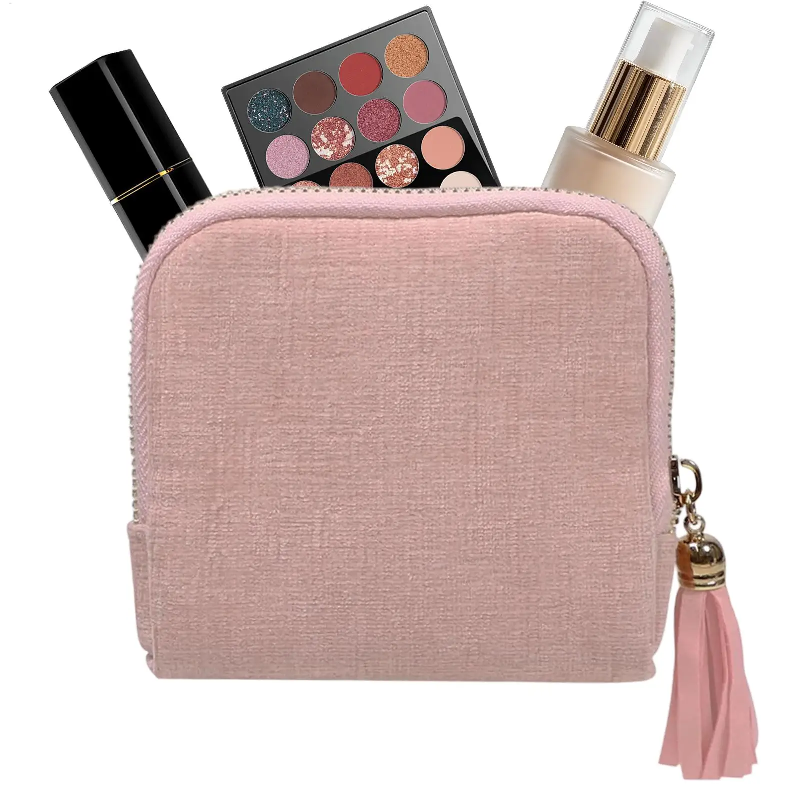 Reise-Schmucktasche, Samt-Schmuck-Organizer mit Reißverschluss, Halskette, Armbänder, Ring, Aufbewahrung für Wohnheim, Urlaub, Strand, Kreuzfahrt Image