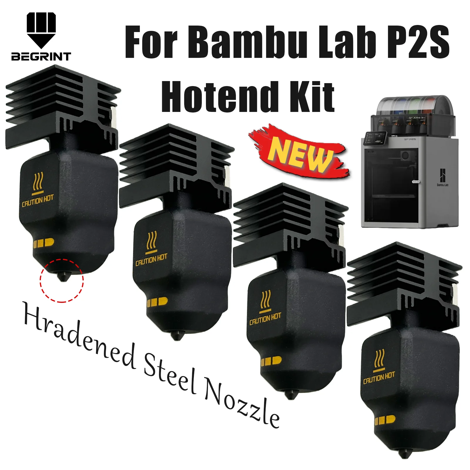P2S Hotend Kit für Bambu Lab P2S 3D-Drucker Druckkopf P2S Standard Flow Hotend Hochgeschwindigkeitsdruck Abnehmbare Hartstahldüse Image