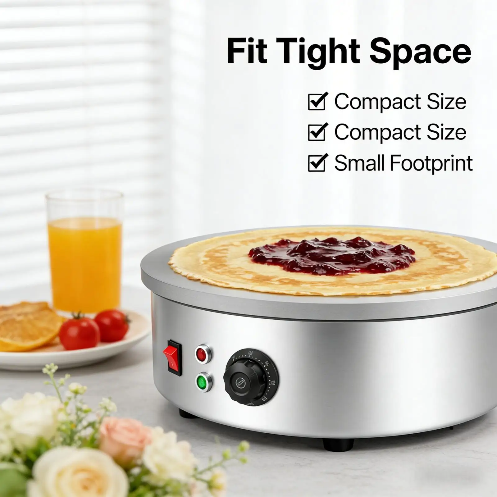 3KW Pfannkuchen Obst Maschine 45cm Elektrische Crepe Maker Crepe Maker mit Spreader & Spachtel Crepe Maker Maschine Für DIY Backen Bedürfnisse Image