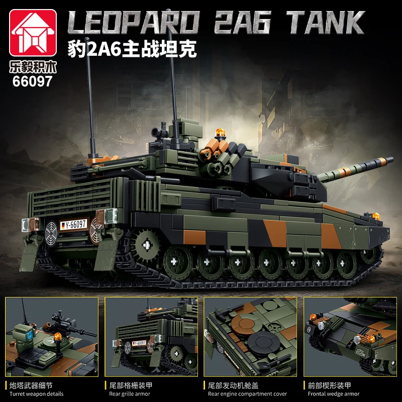 Militär Armee Soldaten Weltkrieg 2 Leopard 2A6 Kampfpanzer Modell Montage Bausteine Ziegel Spielzeug Für Kinder Geschenk Image