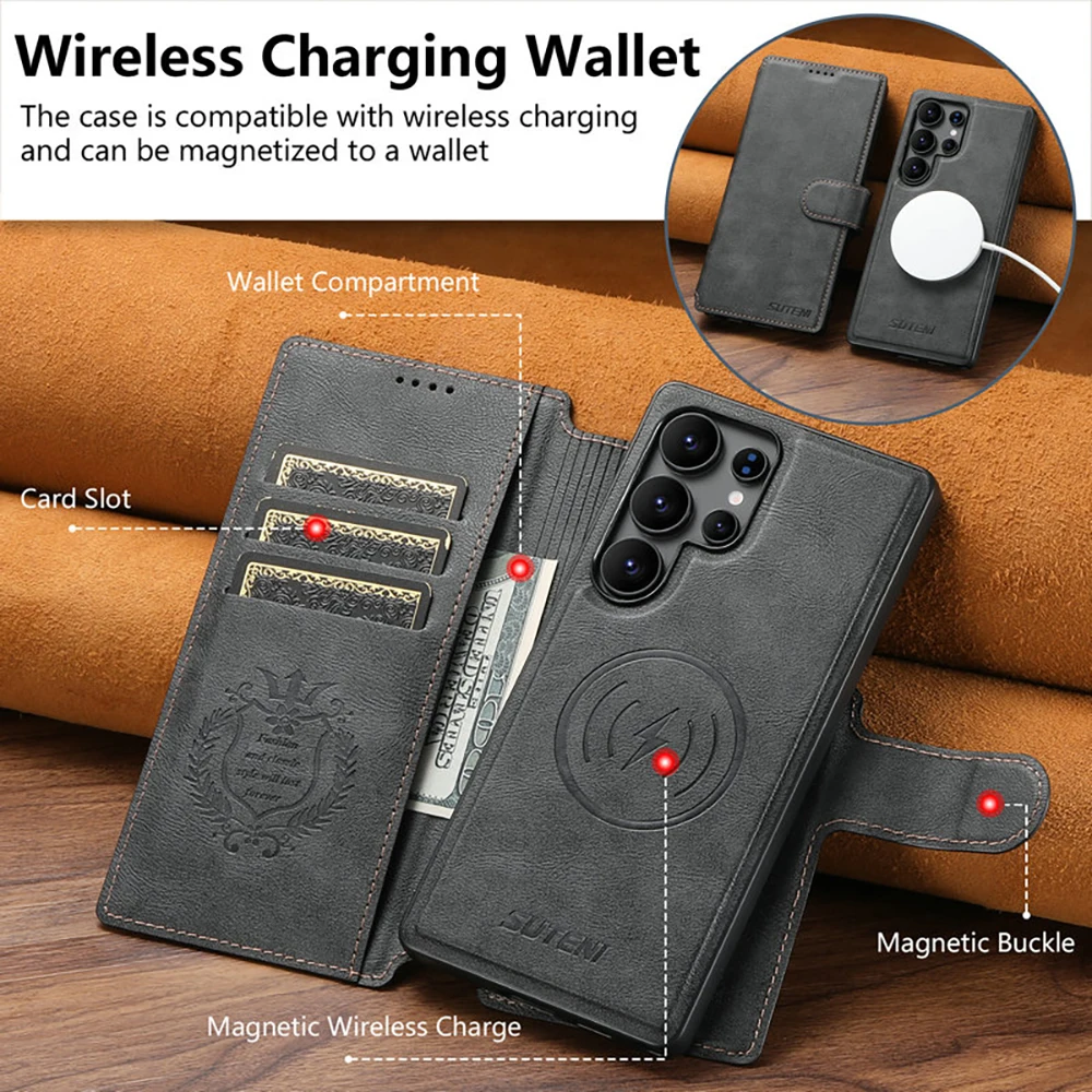 Flip-Hülle für Samsung Galaxy S26 Ultra 5G 2-in-1 Abnehmbare Leder-Brieftasche mit Magnetverschluss für Galaxy S26 S22 S23 S24 S25 Ultra Funda Image