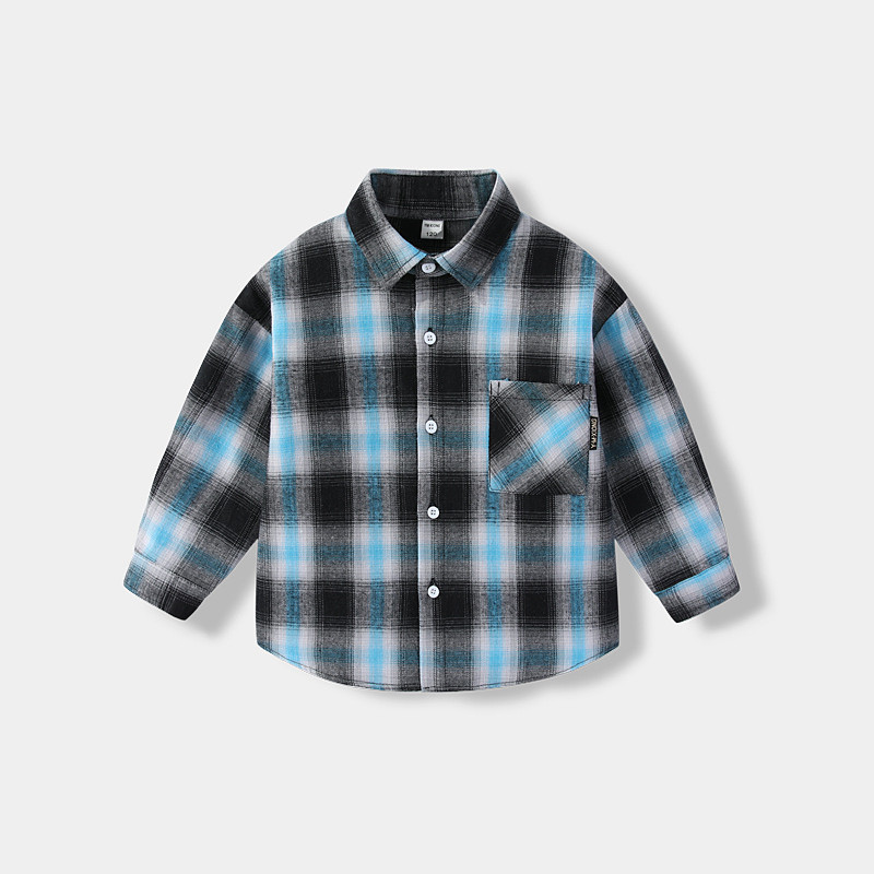 Kids Unisex Shirts Plaid Long Sleeve Pocket Casual Neutral Yellow Spring Clothes 4 years