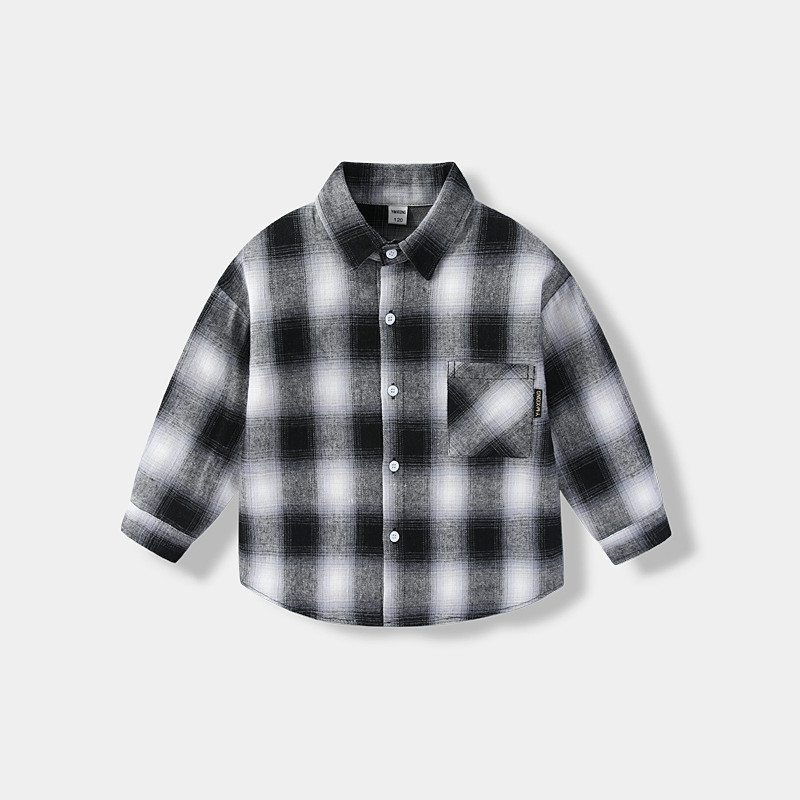 Kids Unisex Shirts Plaid Long Sleeve Pocket Casual Neutral Yellow Spring Clothes 4 years