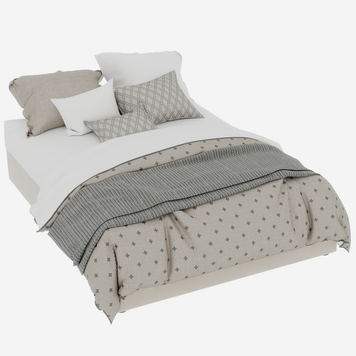 OKWISH Polsterbett 140x200 Hollandwolle Holzrahmen Komfort Doppelbett Schlafmöbel Modern Elegant Stabil Bequem Beige Image