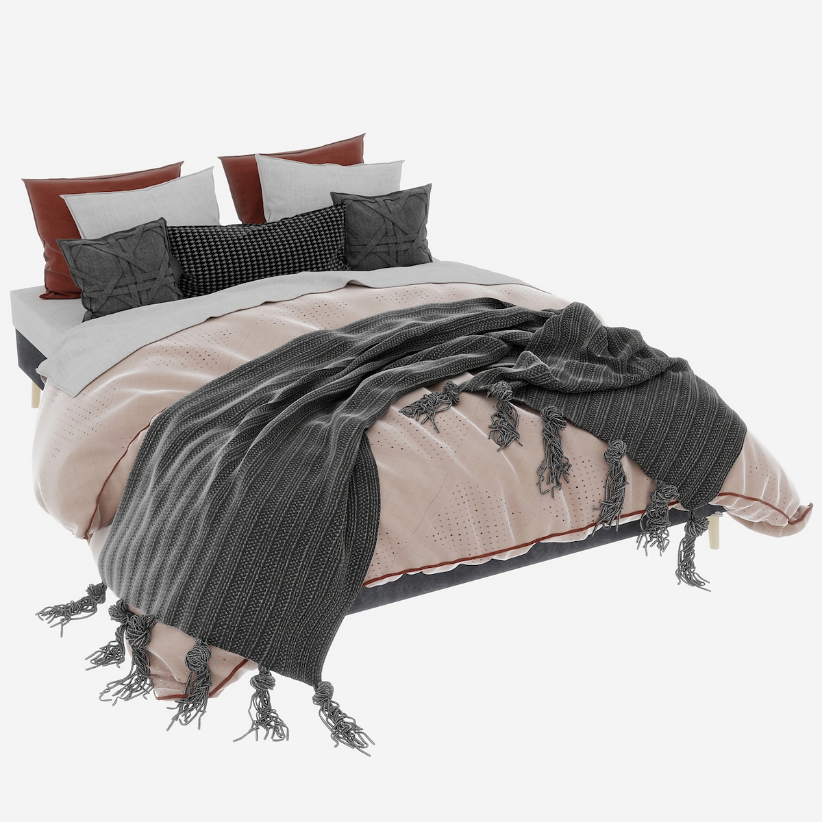 STILVORA Bettgestell 160x200 Grau Stoff Metall Minimalistisch Robust Schlafzimmermöbel Einfache Montage Langlebig Image