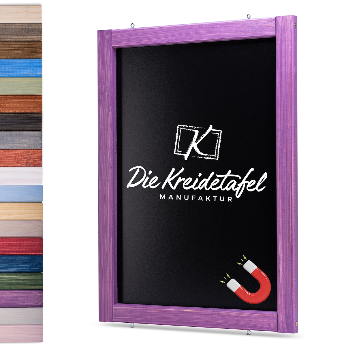 Die Kreidetafel Manufaktur Magnetische Kreidetafel - Magnettafel mit Holzrahmen / Flieder 50x100cm Image
