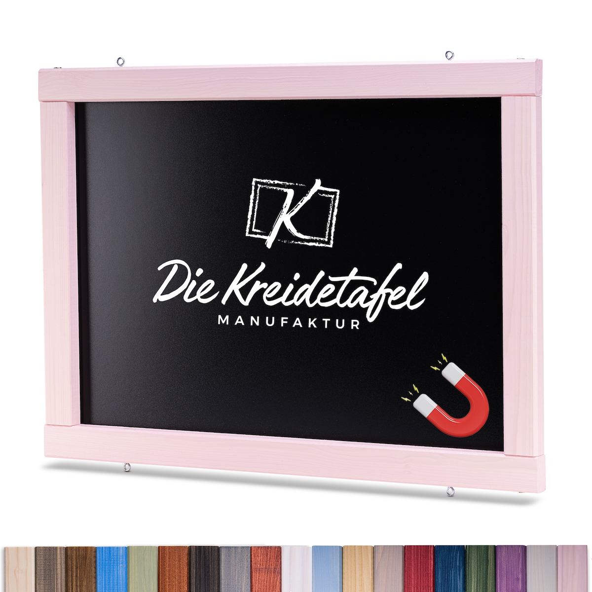 Die Kreidetafel Manufaktur Magnetische Kreidetafel - Magnettafel mit Holzrahmen / Zartrosa 120x60cm Image
