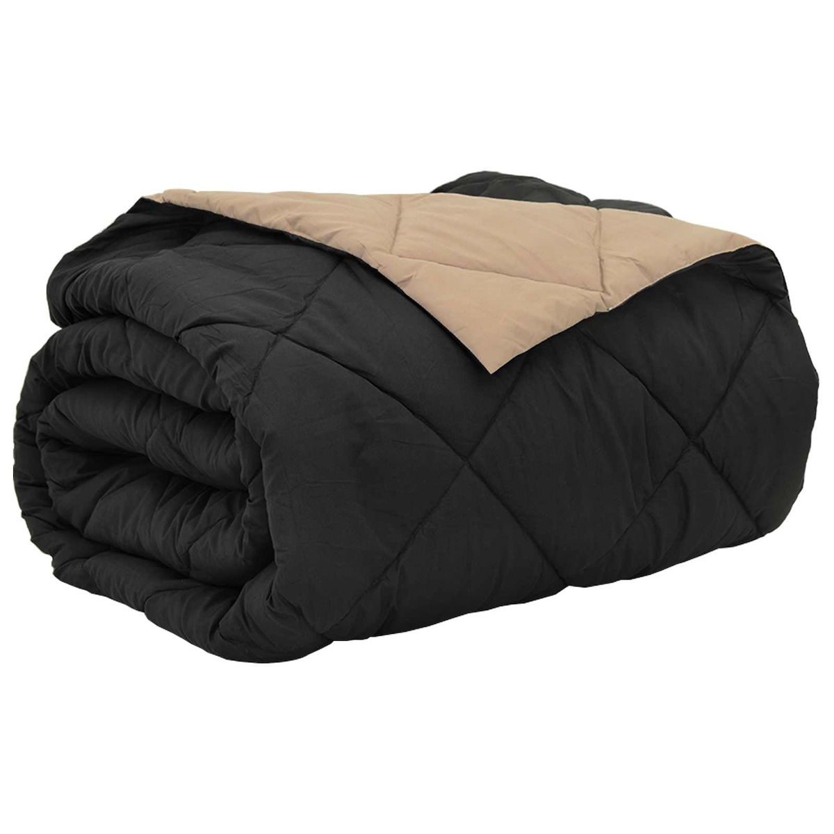 vidaXL Sommerdecke Schwarz und Taupe 200 x 200 cm Mikrofaser Image