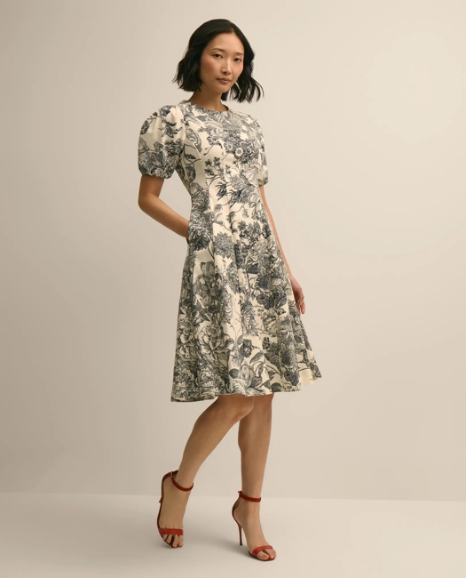 Erdem | floral-embroidered puff-sleeve midi dress - Purple | Realry