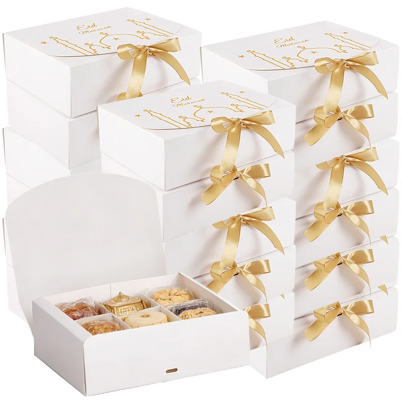 Große Eid Mubarak Geschenkbox Gold Star Castle Candy Cookie Verpackung Box Tasche Ramadan Islamische Muslimische Festival Party Dekor Zubehör