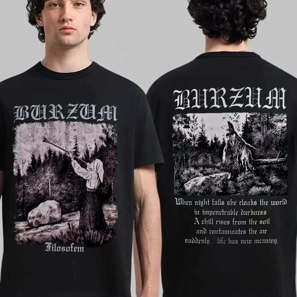 Burzum Band Grafikdruck von Pure 100er Baumwollshirt von Metal Vintage Y2k Band Hip Hop Übergroßes Herren-Damen-T-Shirt im Hip-Hop-Stil