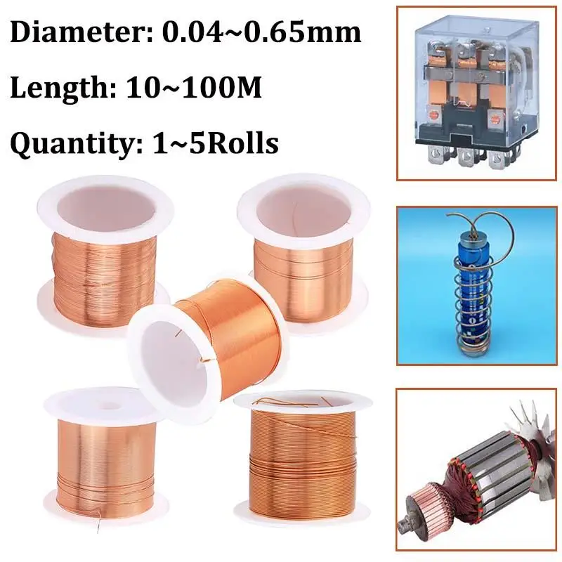 5 Rotoli ~ 1 Rotoli Bobina Filo di Rame Cavo da 0.04 ~ 0.65mm Filo di Rame Filo Magnete Filo di rame laccato Filo di Rame Smaltato Filo di Avvolgimento